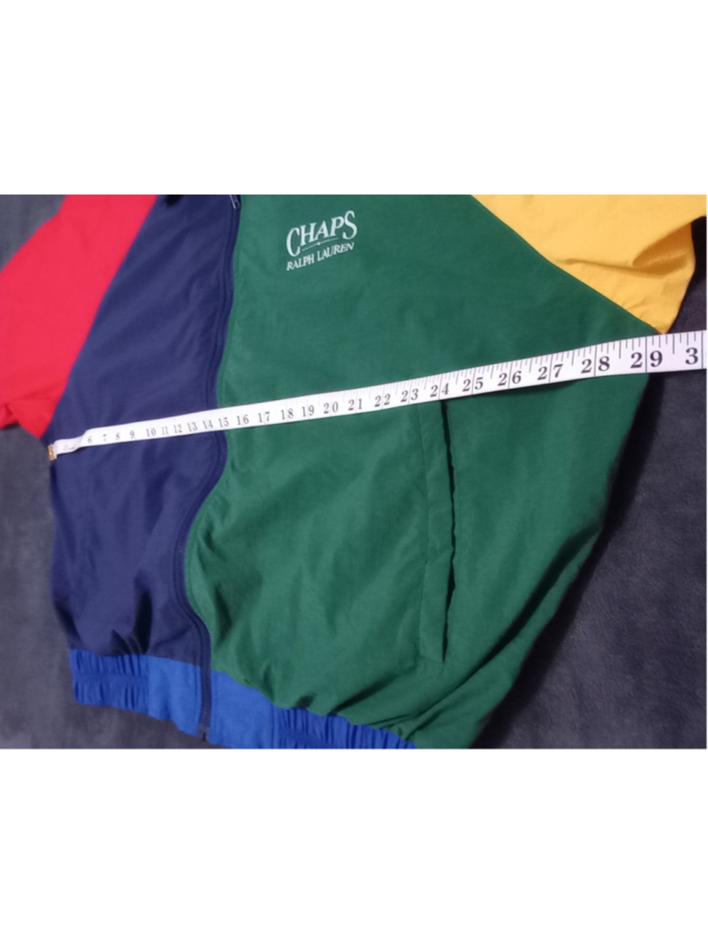 Vintage 90s Chaps Ralph Lauren Men's Large Nylon Windbreaker Jacket Colorblock - Picture 8 of 9